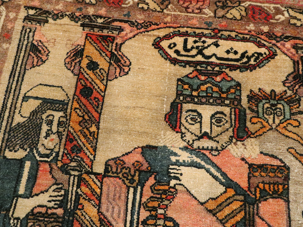 Antique Persian Malayer Pictoral Rug, No.22349 - Gsblank