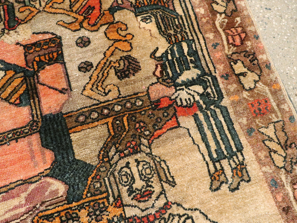 Antique Persian Malayer Pictoral Rug, No.22349 - Gsblank