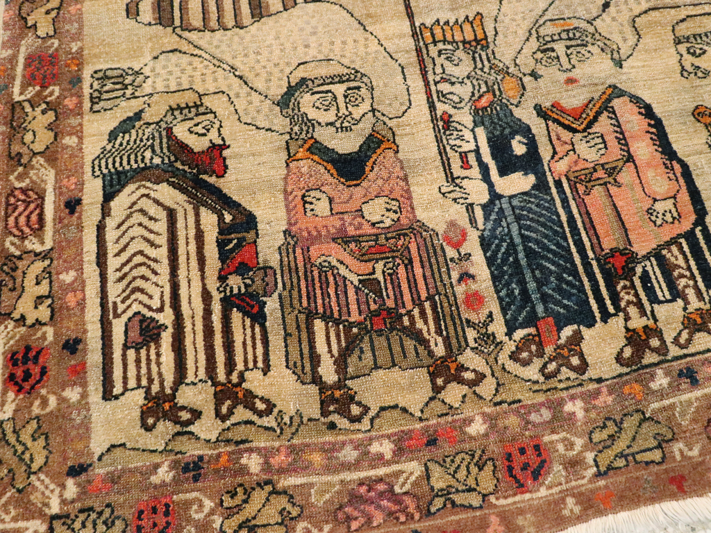 Antique Persian Malayer Pictoral Rug, No.22349 - Gsblank