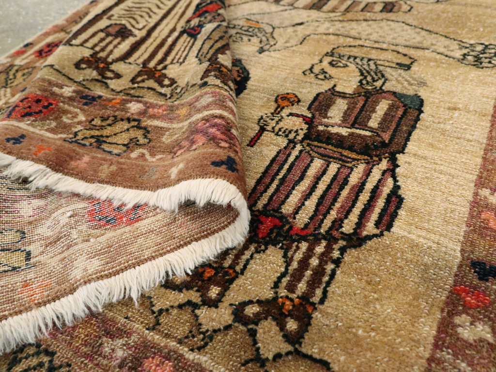 Antique Persian Malayer Pictoral Rug, No.22349 - Gsblank