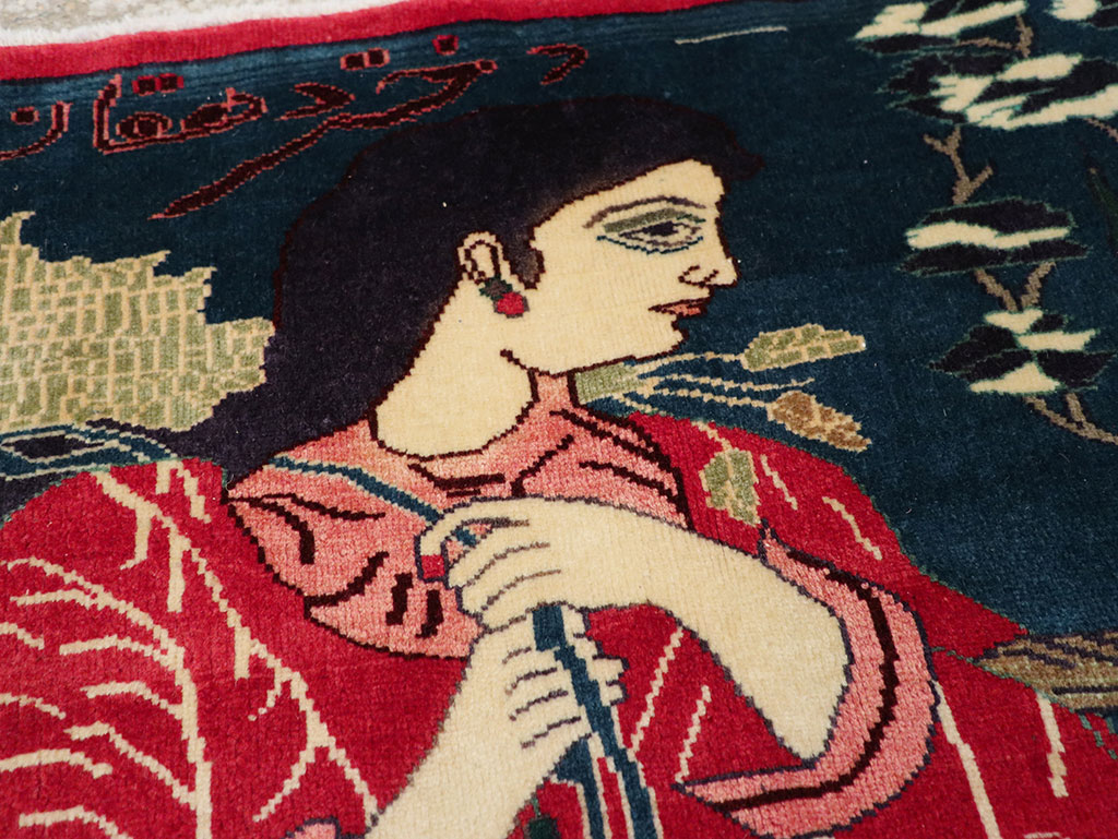 Vintage Persian Mahal Pictorial Rug, No.22402 - Gsblank