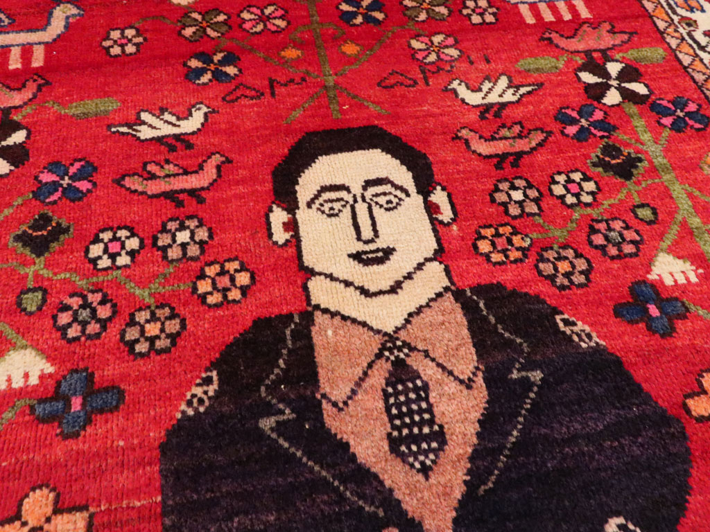 Vintage Persian Malayer Pictorial Rug, No.22476 - Gsblank