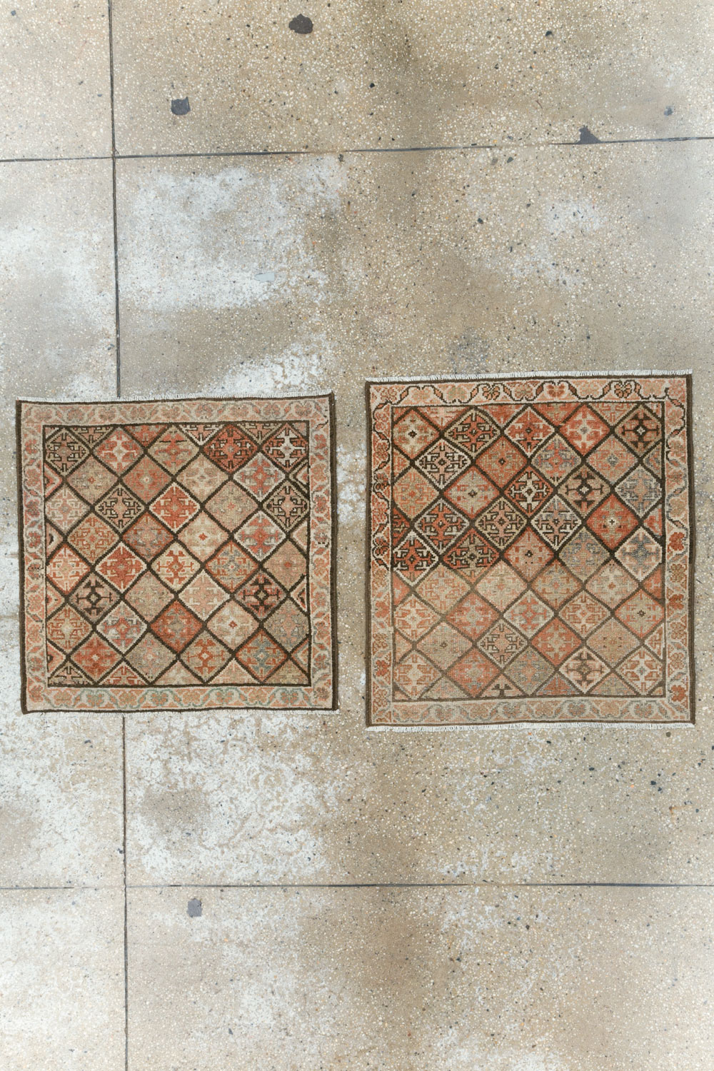 Antique Persian Kurdish Square Rug (Pair: 1 of 2), No.22534 - Gsblank