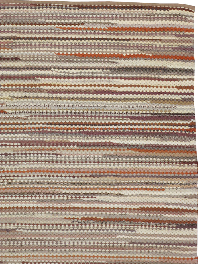 Vintage American Braided Long and Narrow Gallery Carpet, No.22535 - Gsblank