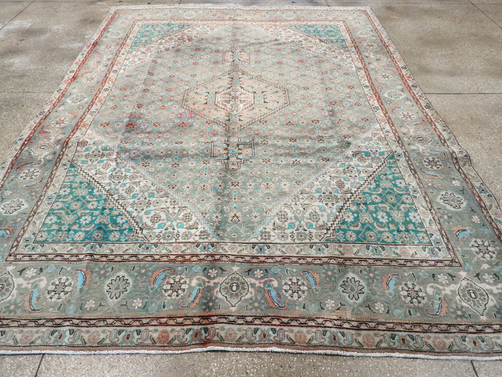 Vintage Persian Tabriz Room Size Carpet, No.22542 - Gsblank