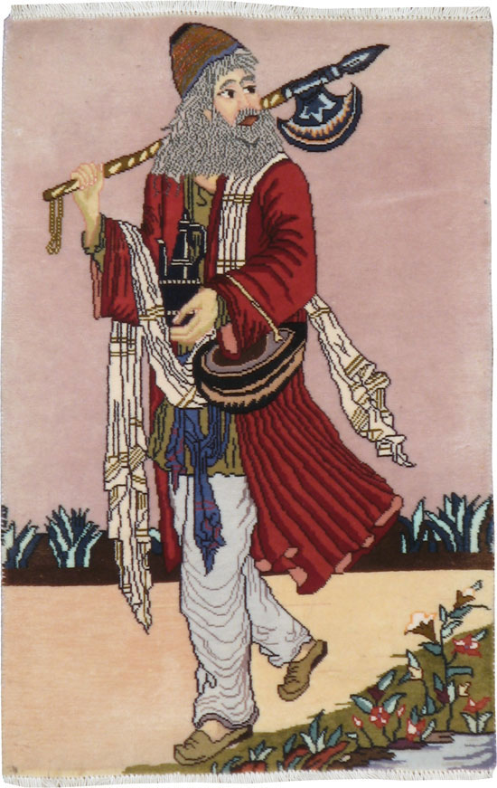 Vintage Persian Tabriz Pictorial Rug, No.22579 - Gsblank