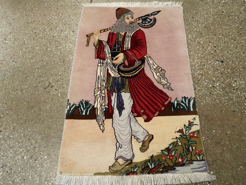 Vintage Persian Tabriz Pictorial Rug, No.22579 - Gsblank