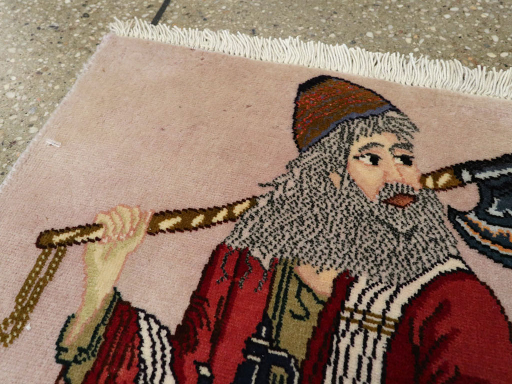 Vintage Persian Tabriz Pictorial Rug, No.22579 - Gsblank