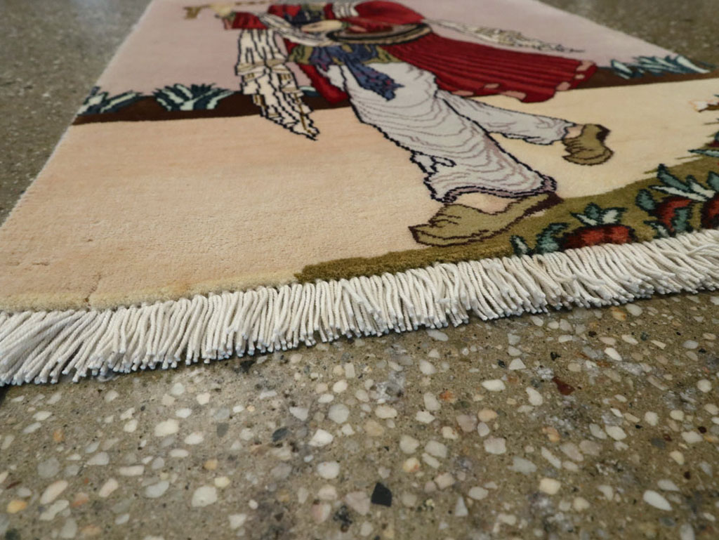 Vintage Persian Tabriz Pictorial Rug, No.22579 - Gsblank