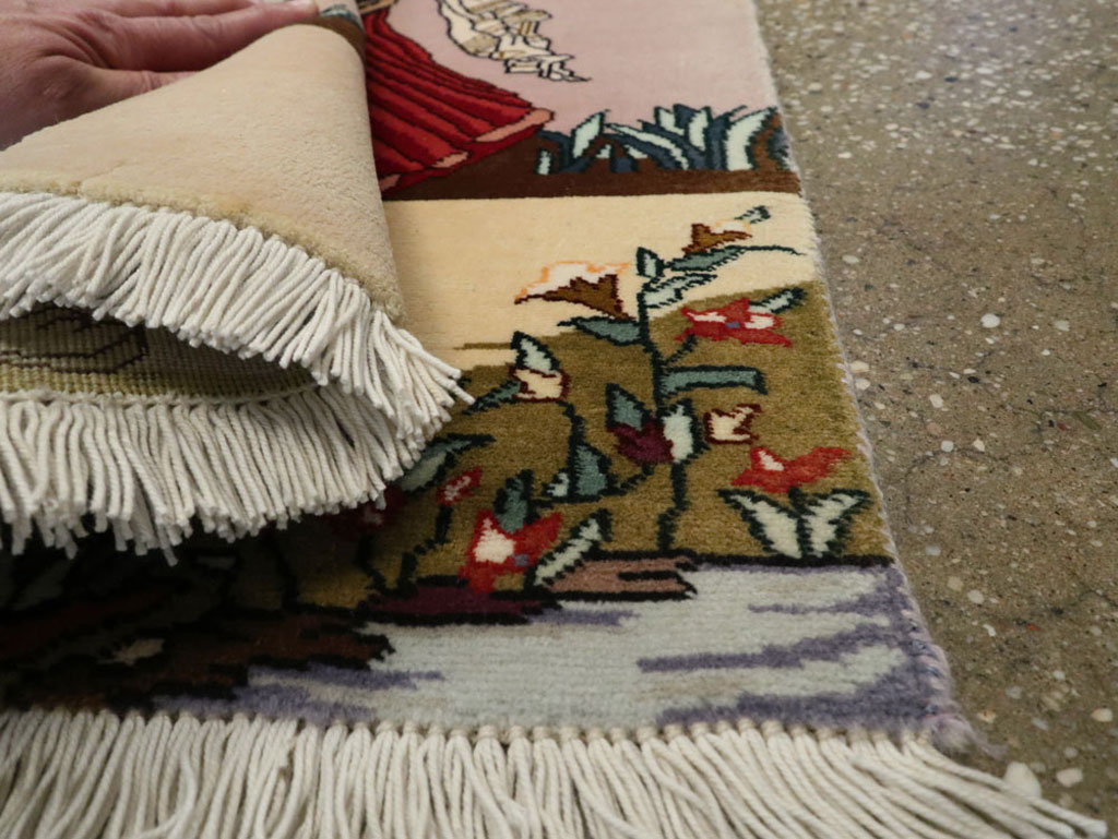 Vintage Persian Tabriz Pictorial Rug, No.22579 - Gsblank