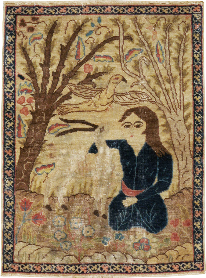 Vintage Persian Tabriz Pictorial Rug (Pair: 1 of 2), No.22595 - Gsblank