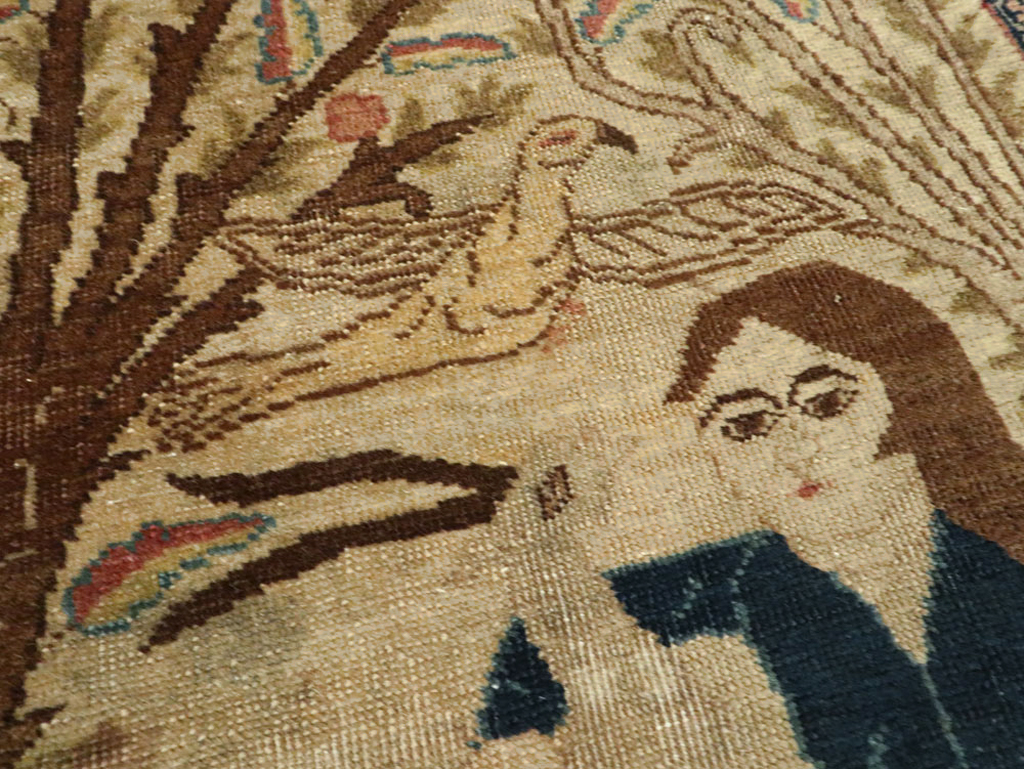 Vintage Persian Tabriz Pictorial Rug (Pair: 1 of 2), No.22595 - Gsblank