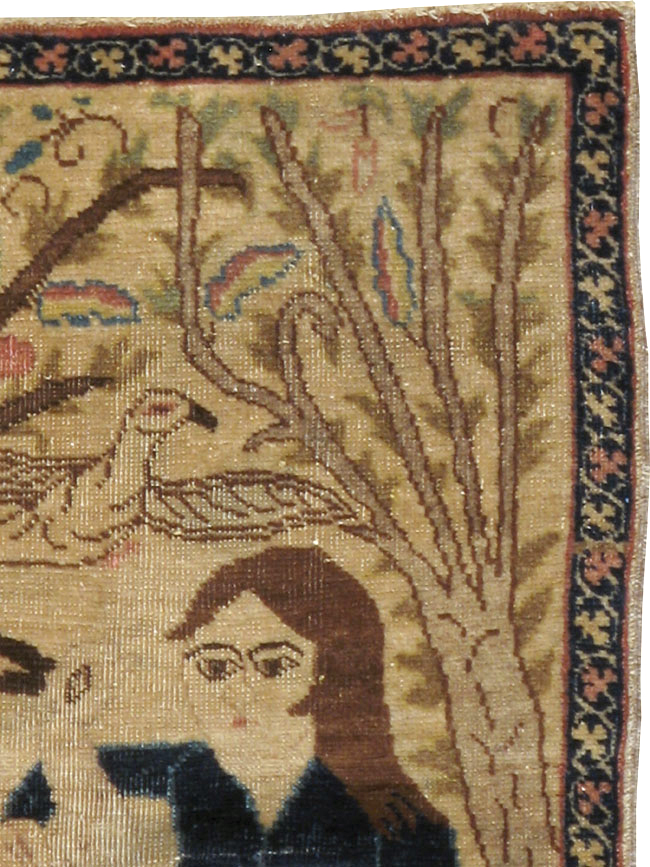 Vintage Persian Tabriz Pictorial Rug (Pair: 2 of 2), No.22596 - Gsblank