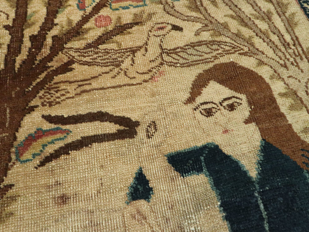 Vintage Persian Tabriz Pictorial Rug (Pair: 2 of 2), No.22596 - Gsblank