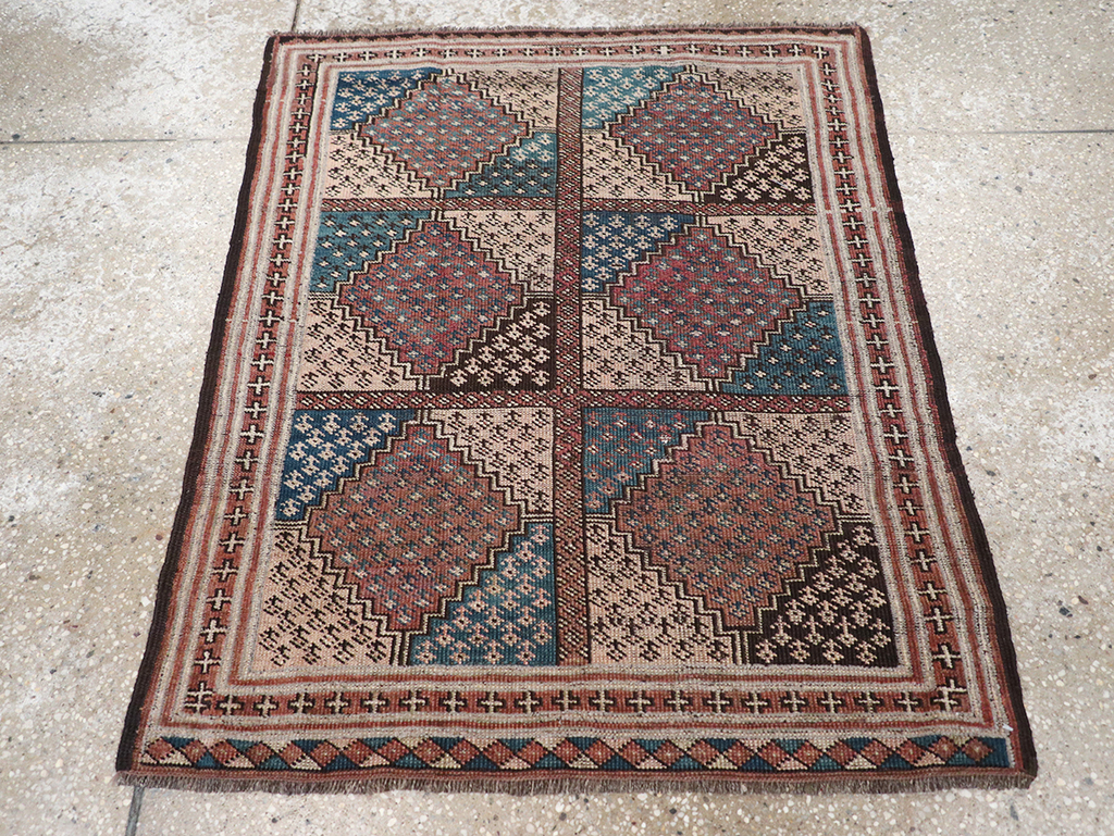 Antique Central Asia Turkoman Throw Rug, No.22598 - Gsblank