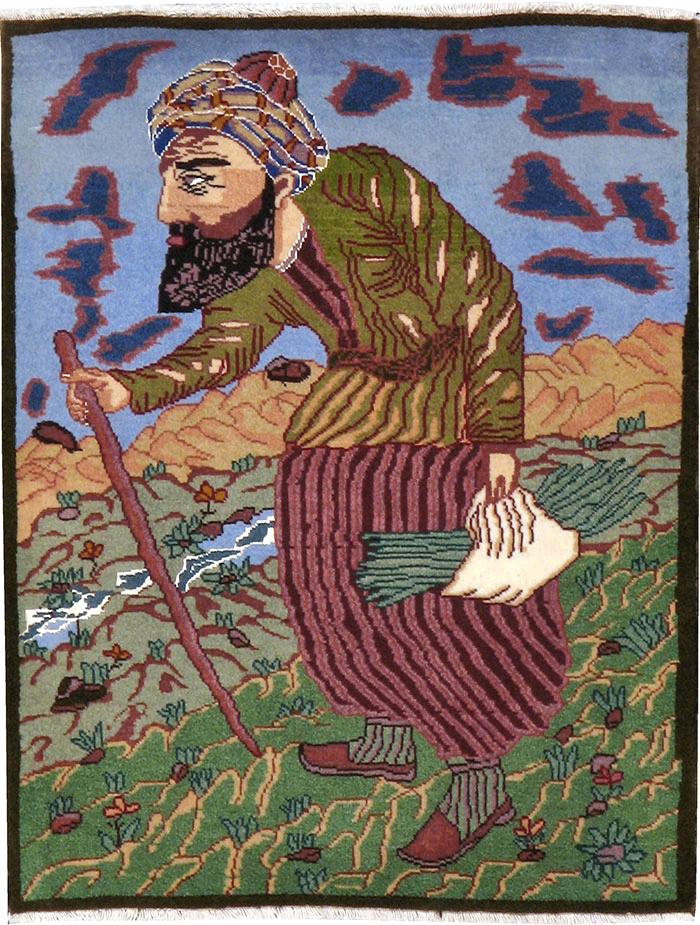 Vintage Persian Tabriz Pictorial Rug, No.22606 - Gsblank