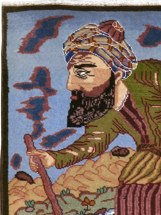 Vintage Persian Tabriz Pictorial Rug, No.22606 - Gsblank