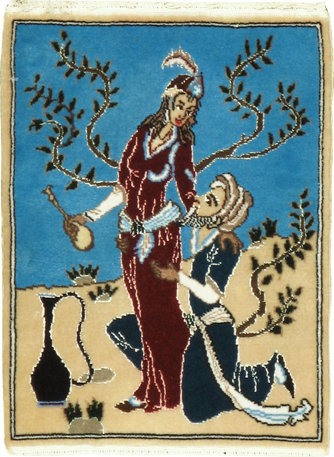 Vintage Persian Tabriz Pictorial Rug, No.22609 - Gsblank