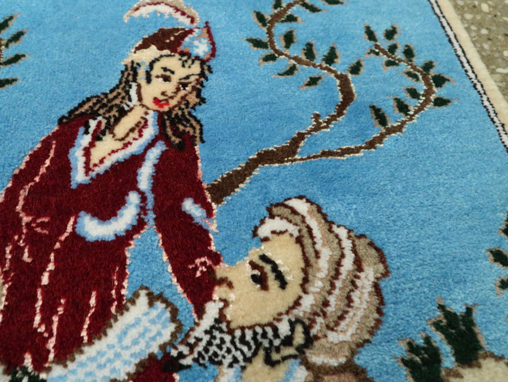 Vintage Persian Tabriz Pictorial Rug, No.22609 - Gsblank