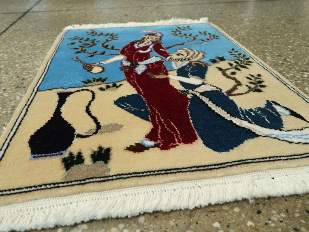 Vintage Persian Tabriz Pictorial Rug, No.22609 - Gsblank