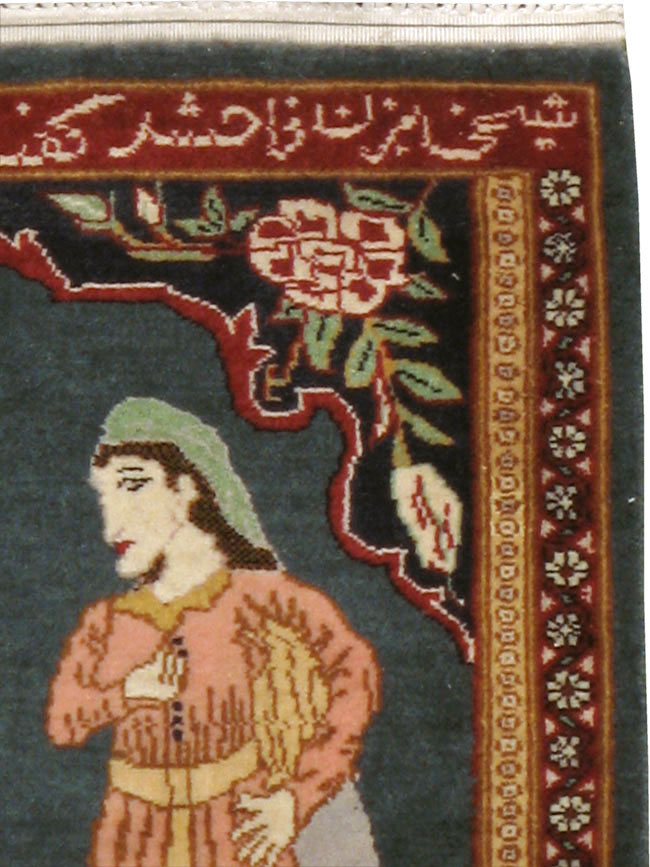 Vintage Persian Tabriz Pictorial Rug, No.22634 - Gsblank