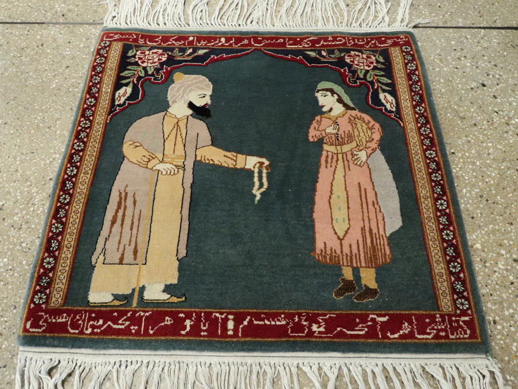 Vintage Persian Tabriz Pictorial Rug, No.22634 - Gsblank