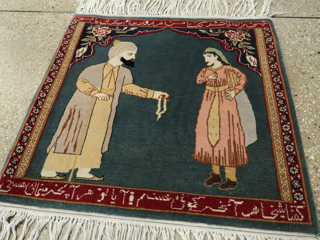 Vintage Persian Tabriz Pictorial Rug, No.22634 - Gsblank