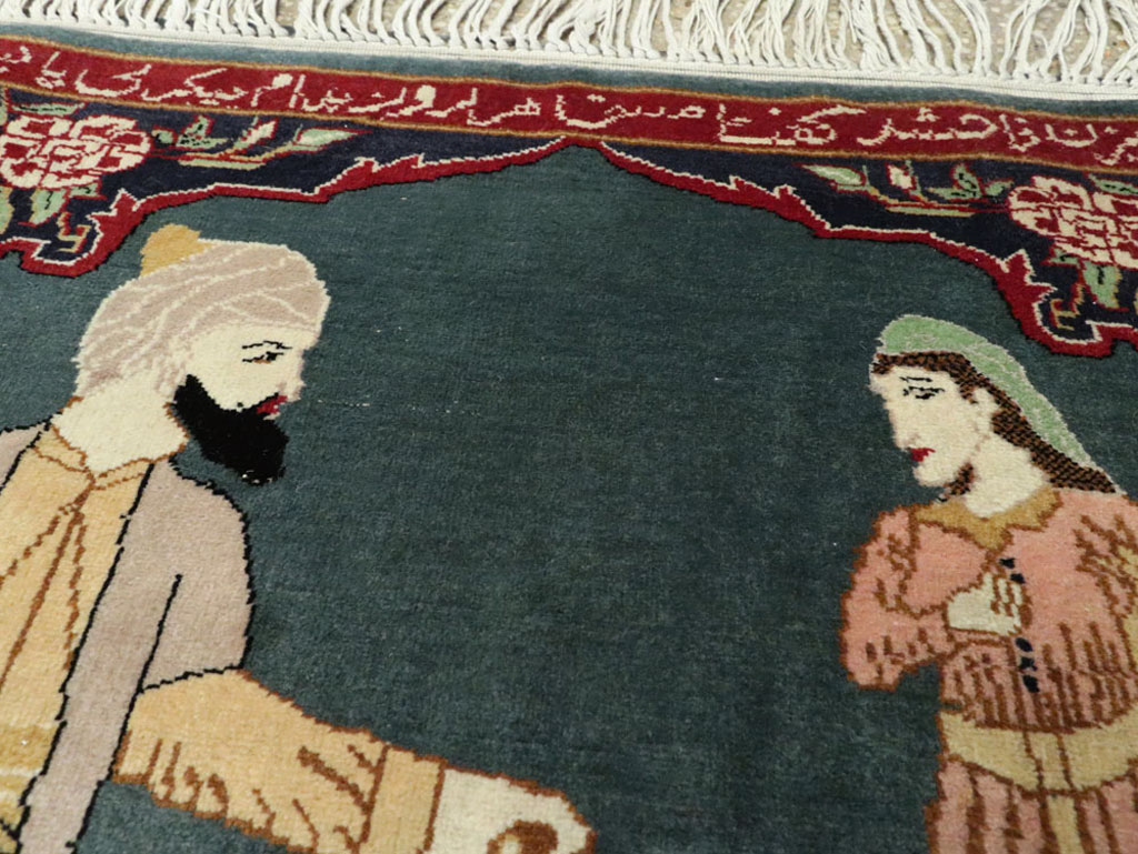 Vintage Persian Tabriz Pictorial Rug, No.22634 - Gsblank