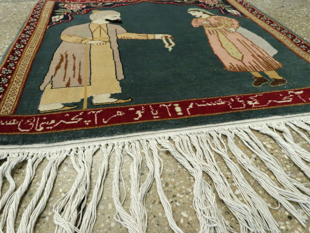 Vintage Persian Tabriz Pictorial Rug, No.22634 - Gsblank