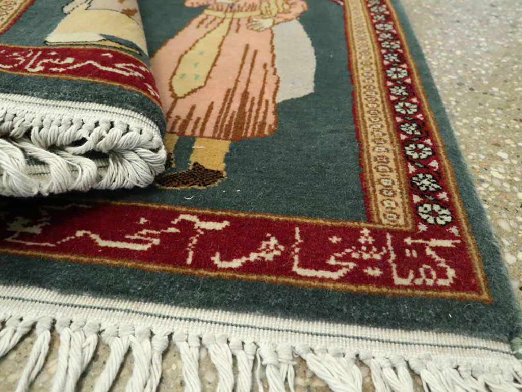 Vintage Persian Tabriz Pictorial Rug, No.22634 - Gsblank