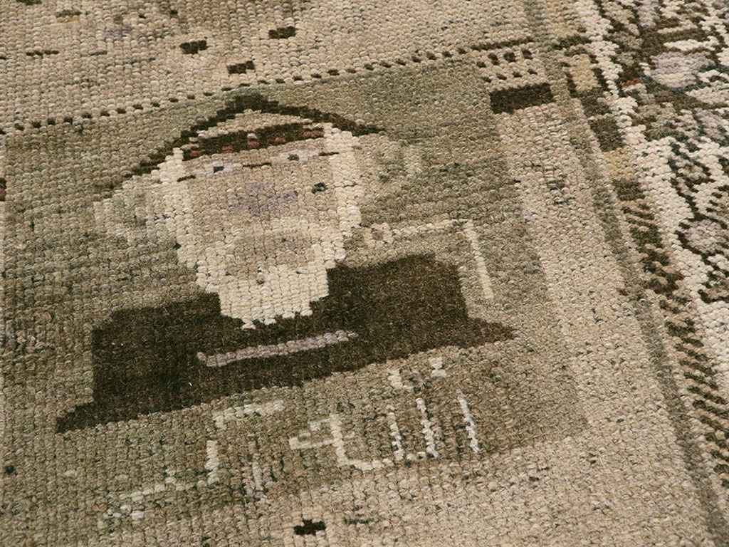 Vintage Persian Malayer Pictorial Rug, No.22676 - Gsblank