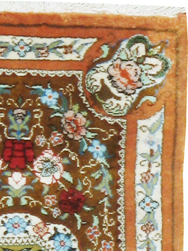 Vintage Persian Quom Silk Rug, No.22707 - Gsblank