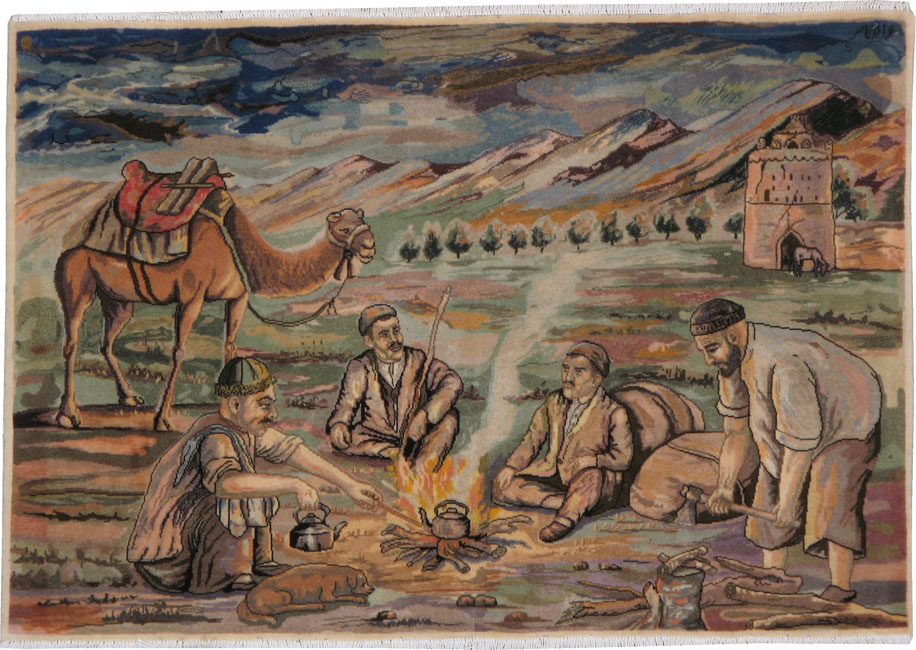 Vintage Persian Tabriz Pictorial Rug, No.22766 - Gsblank