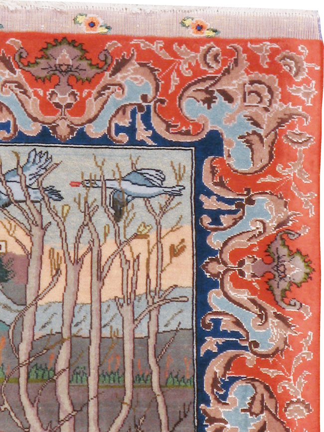 Vintage Persian Tabriz Pictorial Rug, No.22768 - Gsblank