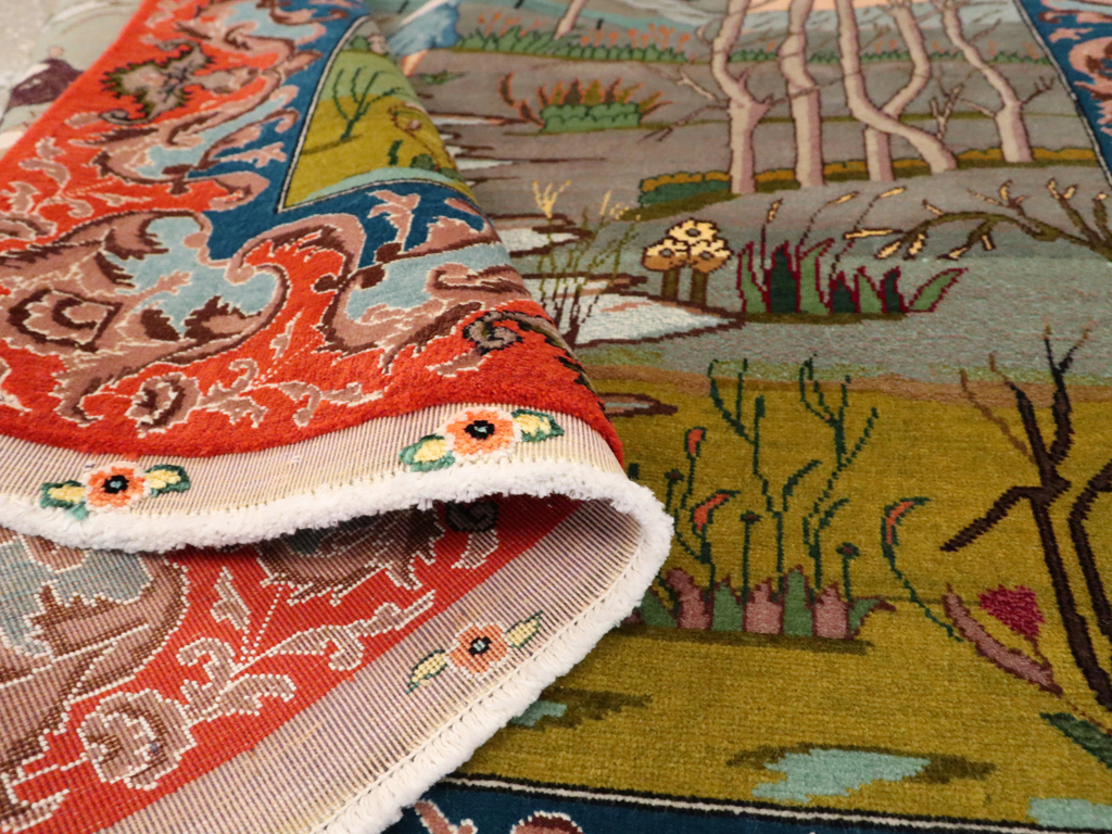 Vintage Persian Tabriz Pictorial Rug, No.22768 - Gsblank