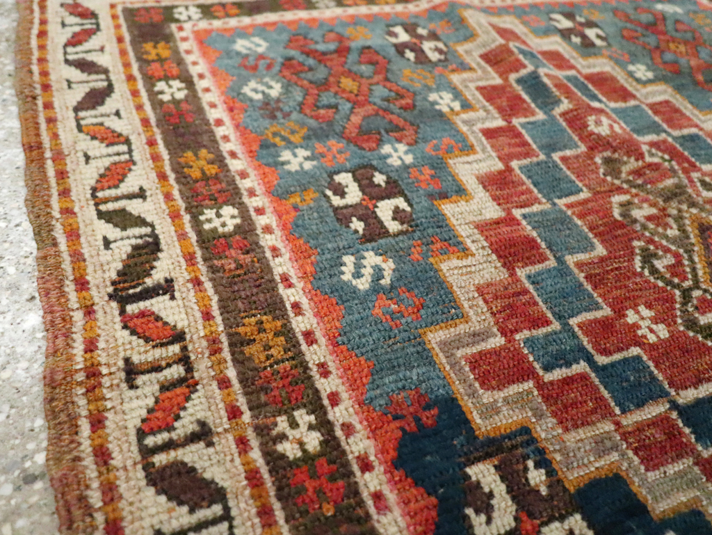 Antique Caucasian Kazak Square Throw Rug, No.22843 - Gsblank