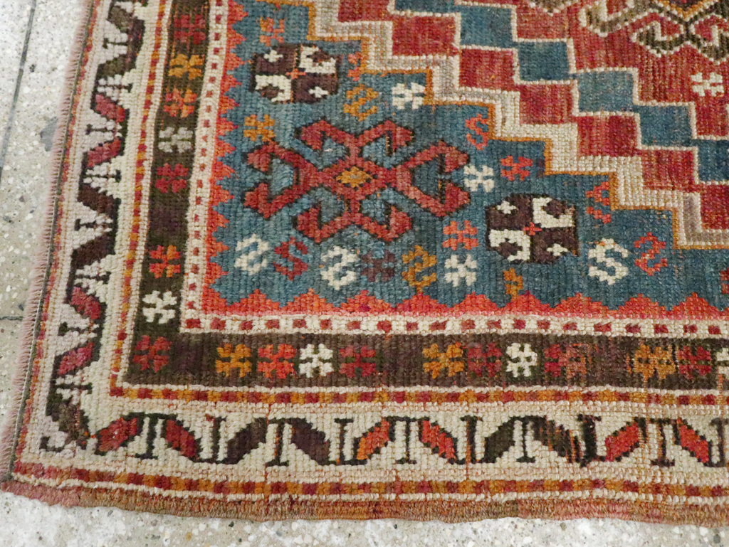 Antique Caucasian Kazak Square Throw Rug, No.22843 - Gsblank