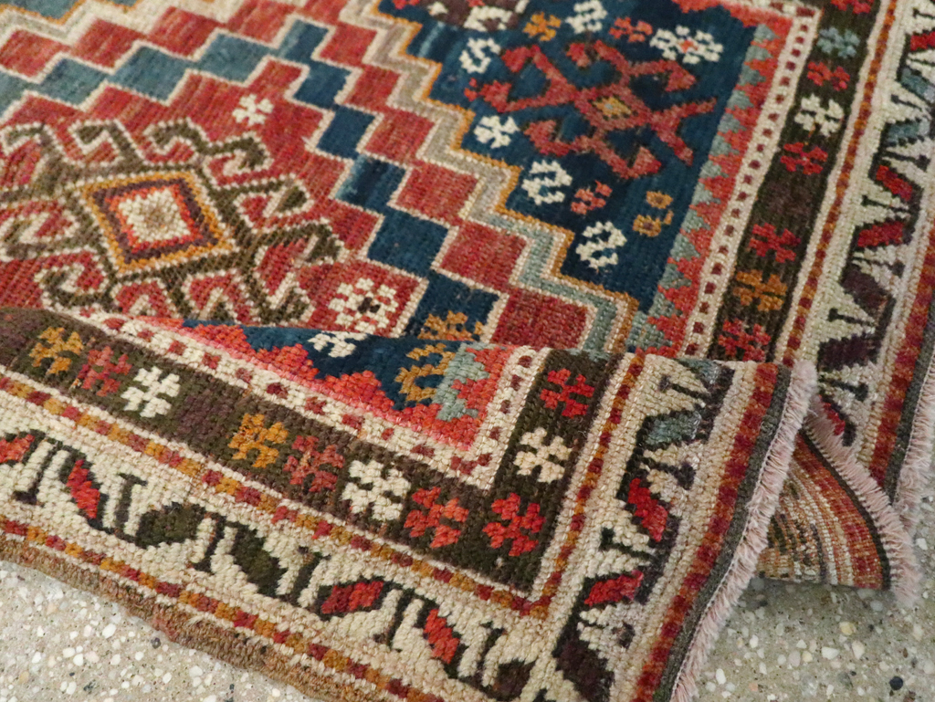 Antique Caucasian Kazak Square Throw Rug, No.22843 - Gsblank