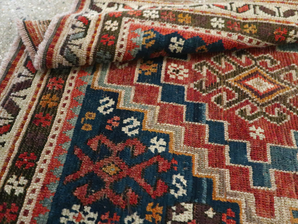 Antique Caucasian Kazak Square Throw Rug, No.22843 - Gsblank