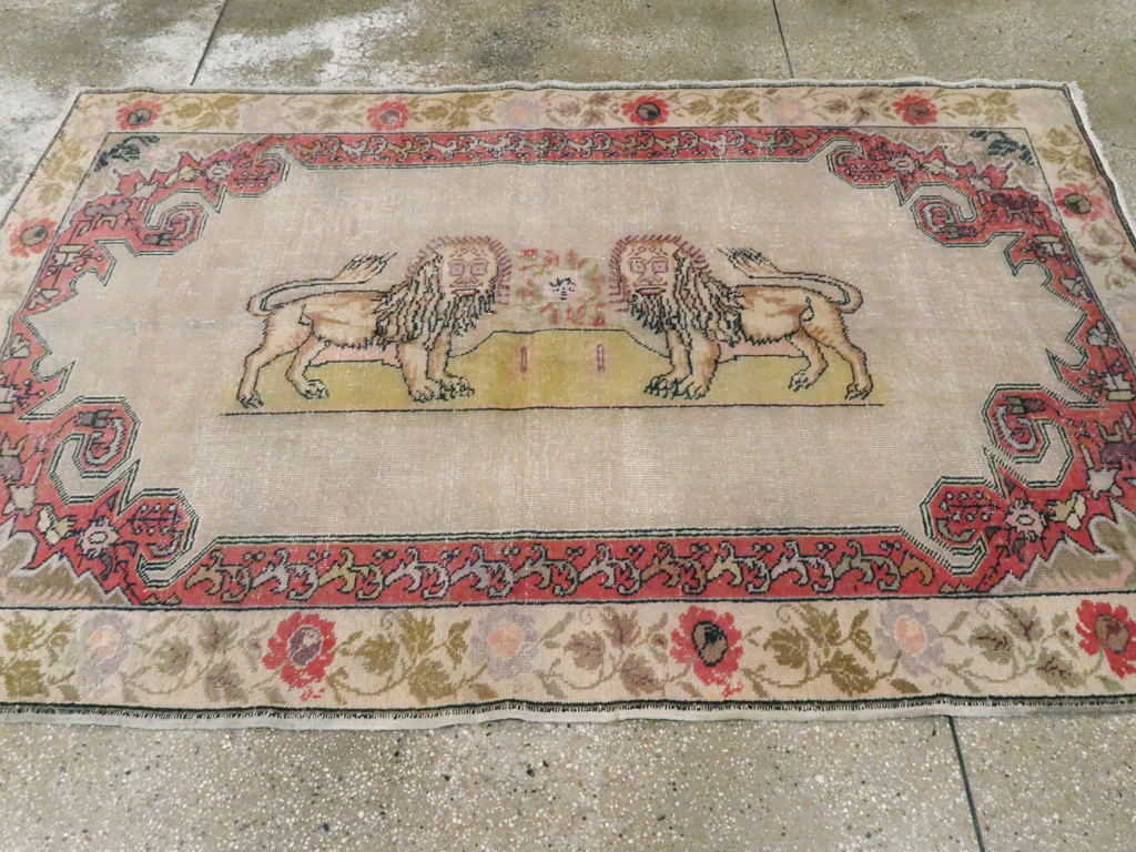 Antique Turkish Sivas Pictorial Rug, No.22858 - Gsblank