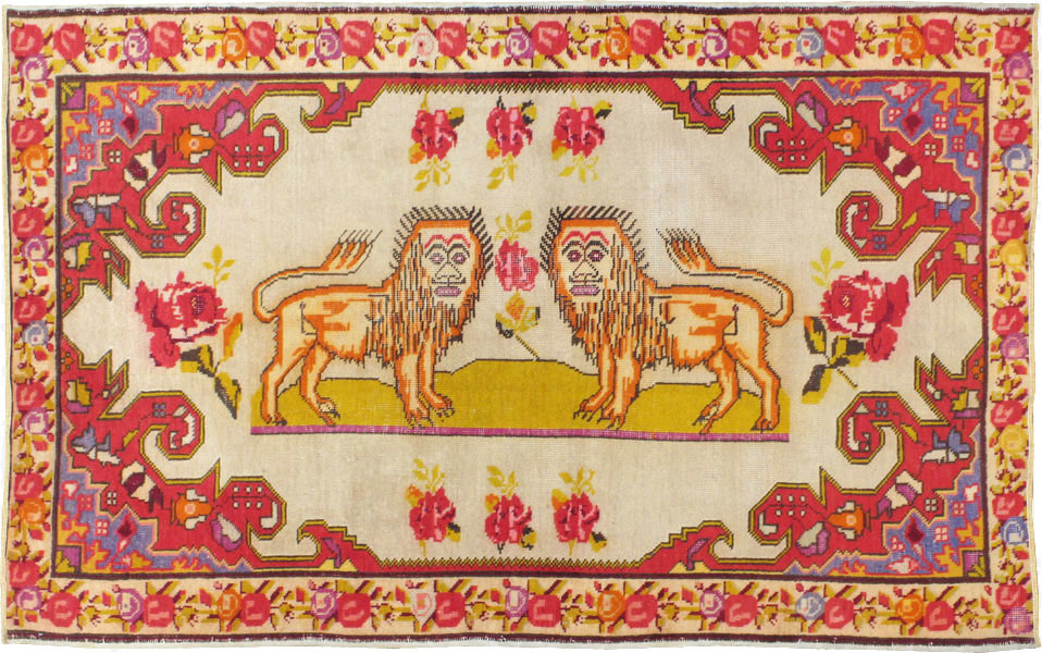 Antique Turkish Sivas Pictorial Rug, No.22859 - Gsblank