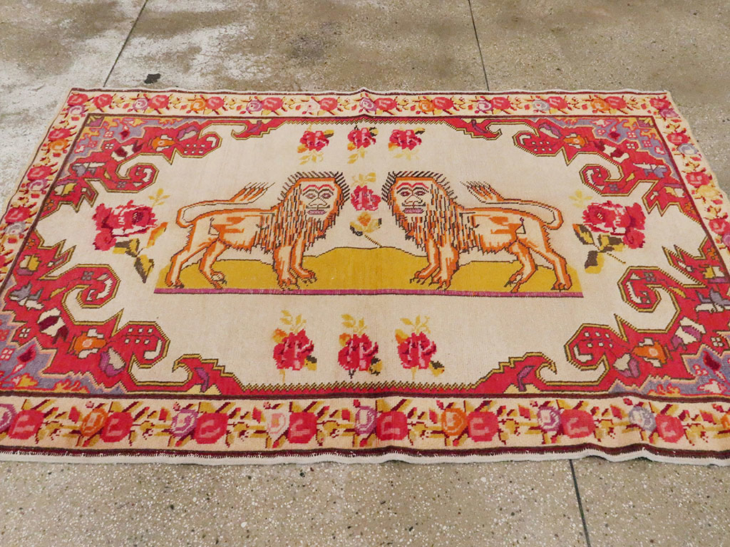 Antique Turkish Sivas Pictorial Rug, No.22859 - Gsblank