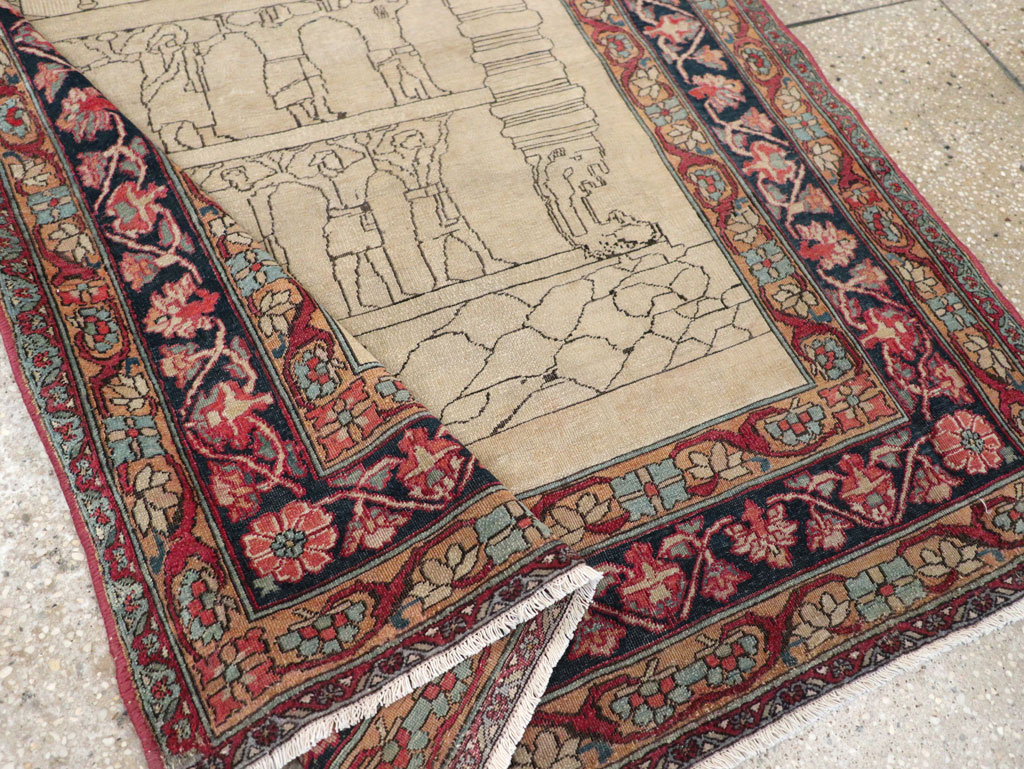 Antique Persian Lavar Kerman Pictorial Rug, No.22861 - Gsblank