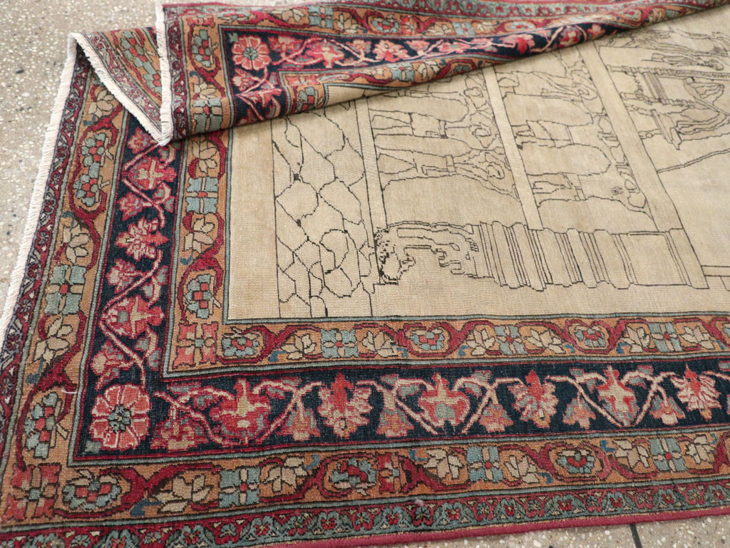 Antique Persian Lavar Kerman Pictorial Rug, No.22861 - Gsblank