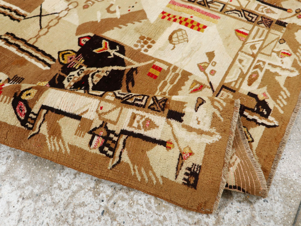 Vintage Indian Cotton Agra Art Deco Rug Inspired By Edward McKnight Kauffer, No.22935 - Gsblank