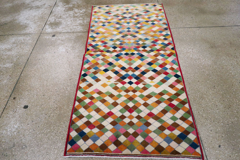 Vintage Persian Kashan Modernist Rug, No.22985 - Gsblank