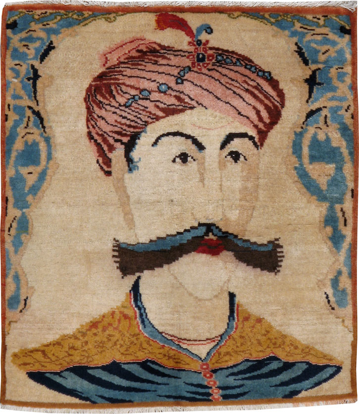 Vintage Persian Tabriz Pictorial Rug, No.22997 - Gsblank