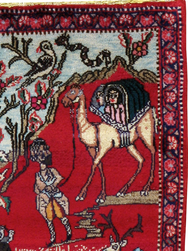 Vintage Persian Tabriz Pictorial Rug, No.22998 - Gsblank