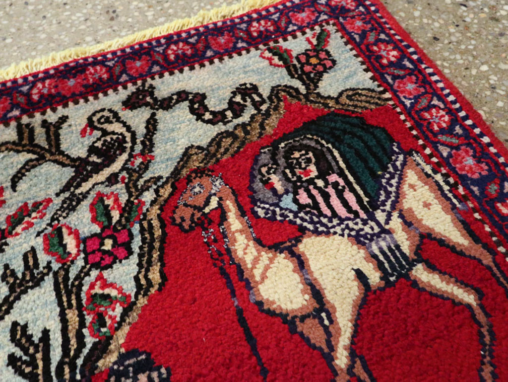 Vintage Persian Tabriz Pictorial Rug, No.22998 - Gsblank