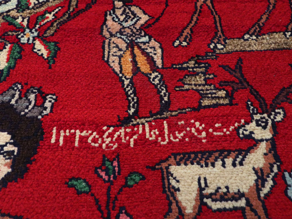 Vintage Persian Tabriz Pictorial Rug, No.22998 - Gsblank